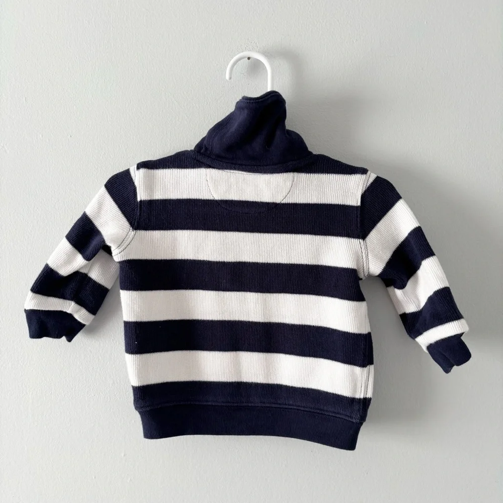 Ralph Lauren Baby Striped Sweater Pullover Collared Henley Thick Knit